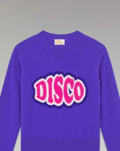FROM FUTURE Pull Col Rond Disco Leger Violet Fluo