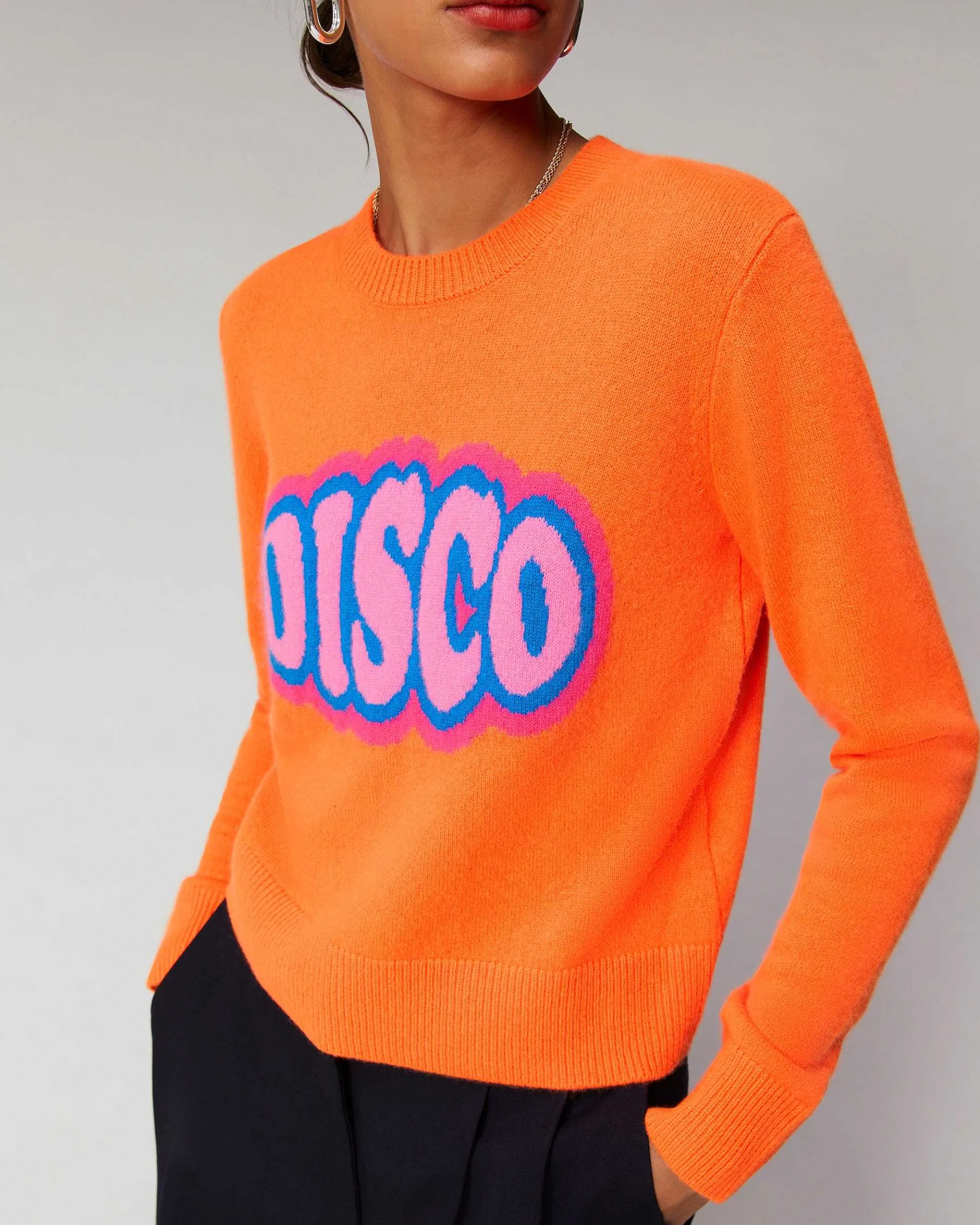 FROM FUTURE Pull Col Rond Disco Leger Violet Fluo