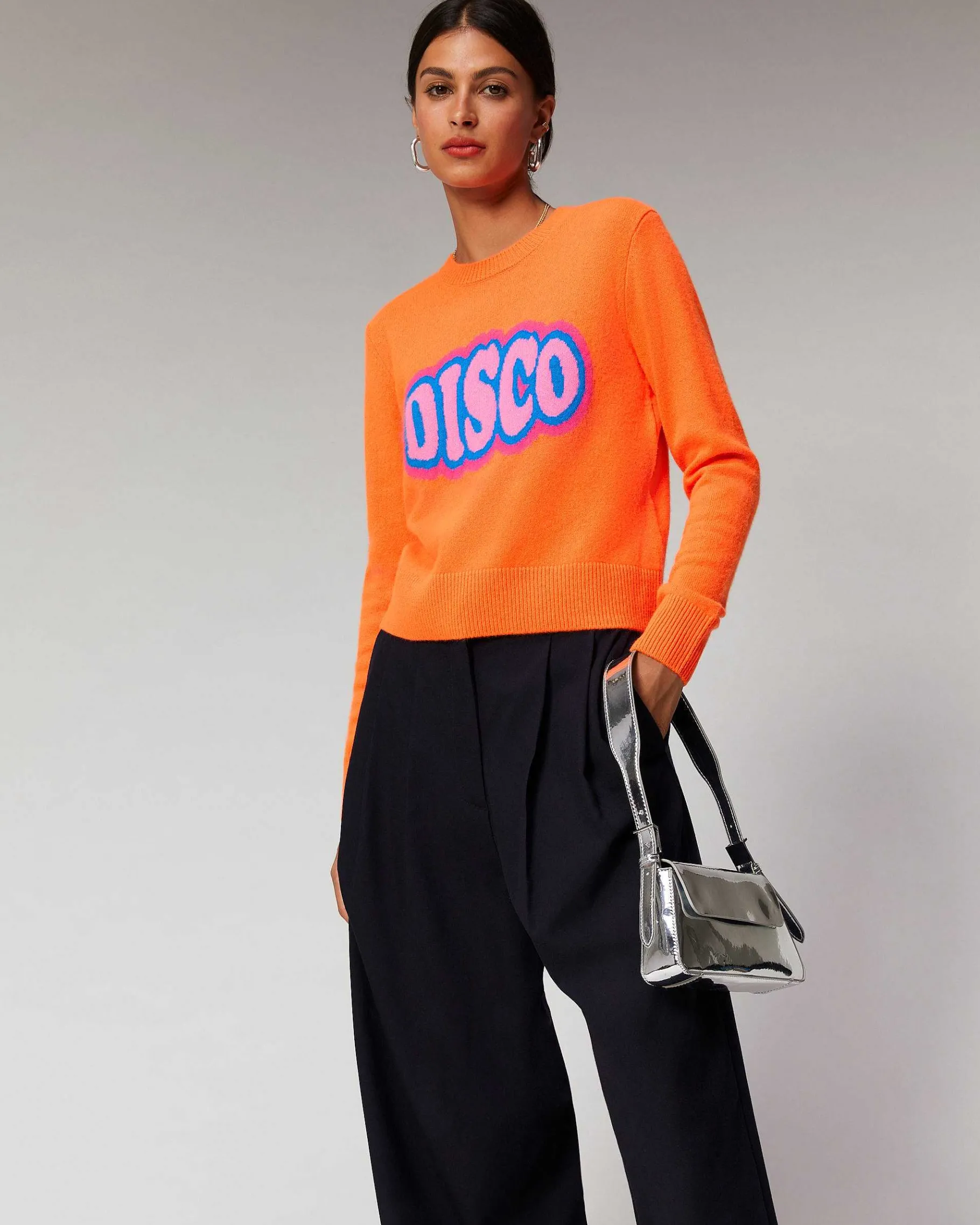 Clearance FROM FUTURE Pull Col Rond Disco Leger Violet Fluo