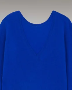 Hot FROM FUTURE Pull Col Rond Dos Nu Leger Pop Blue