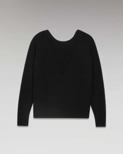 Sale FROM FUTURE Pull Col Rond Dos Nu Leger Noir