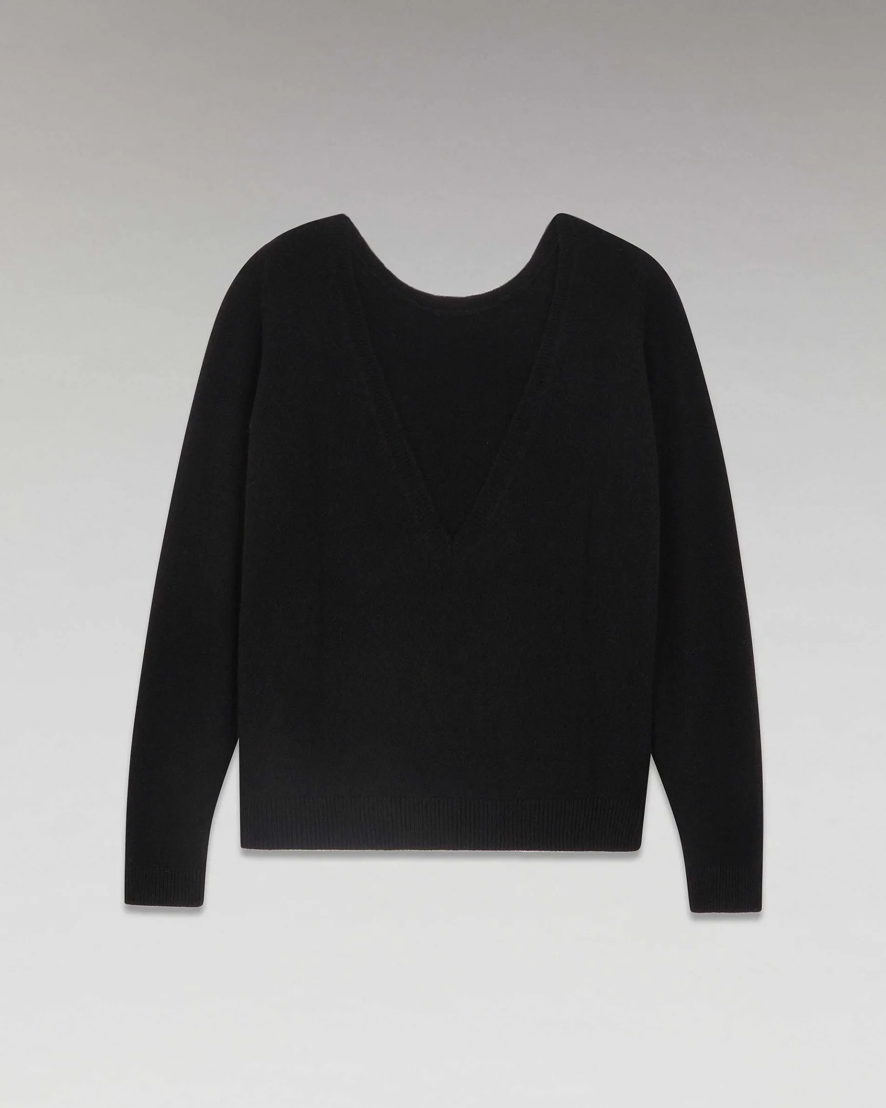 Sale FROM FUTURE Pull Col Rond Dos Nu Leger Noir