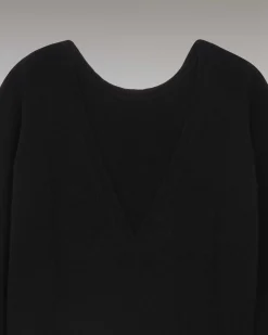 Sale FROM FUTURE Pull Col Rond Dos Nu Leger Noir