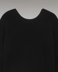 Sale FROM FUTURE Pull Col Rond Dos Nu Leger Noir