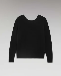 Sale FROM FUTURE Pull Col Rond Dos Nu Leger Noir