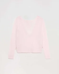 Online FROM FUTURE Pull Col Rond Dos Nu Leger Rose Poudre