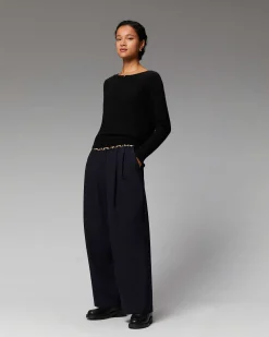 Sale FROM FUTURE Pull Col Rond Dos Nu Leger Pop Blue