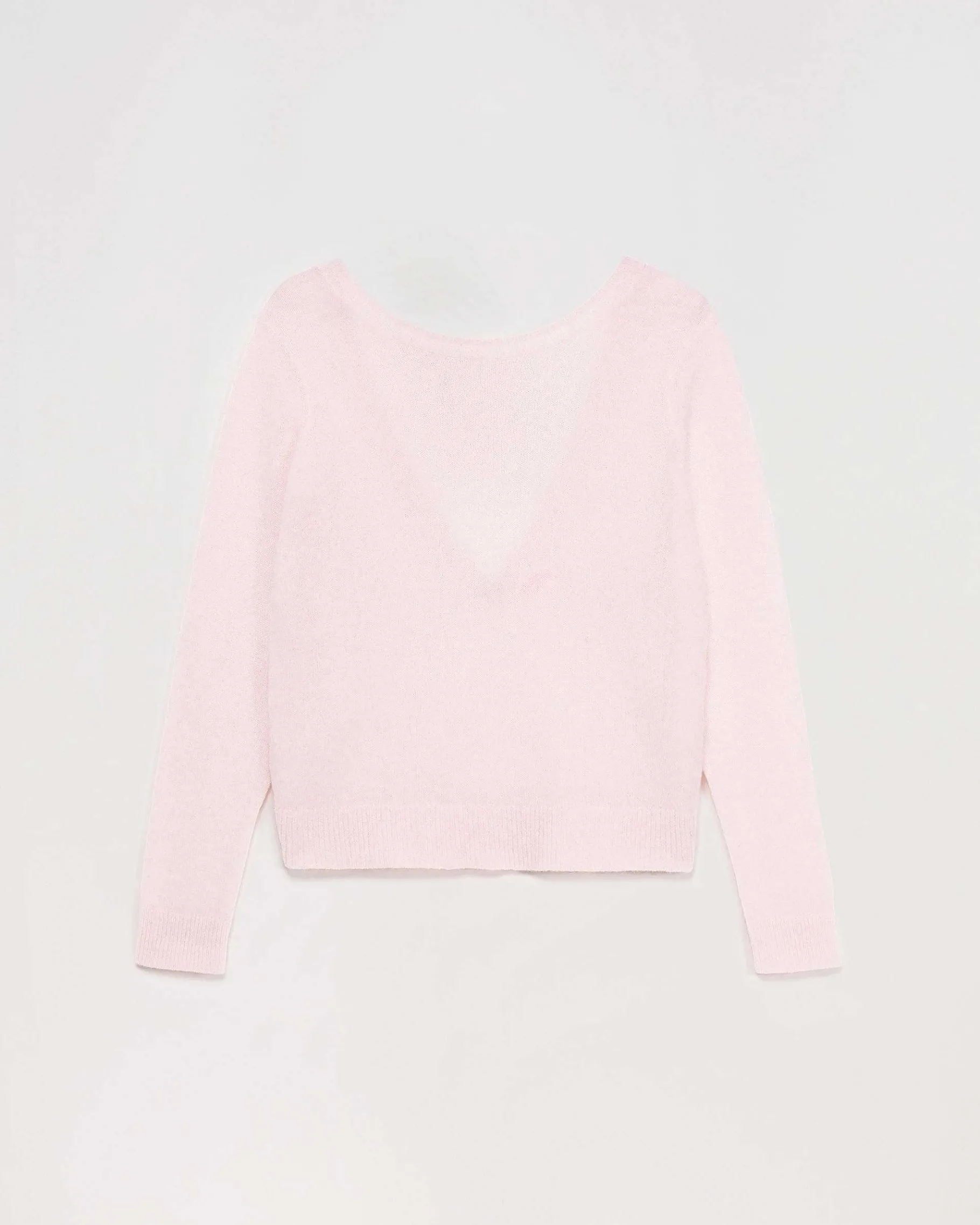 Online FROM FUTURE Pull Col Rond Dos Nu Leger Rose Poudre