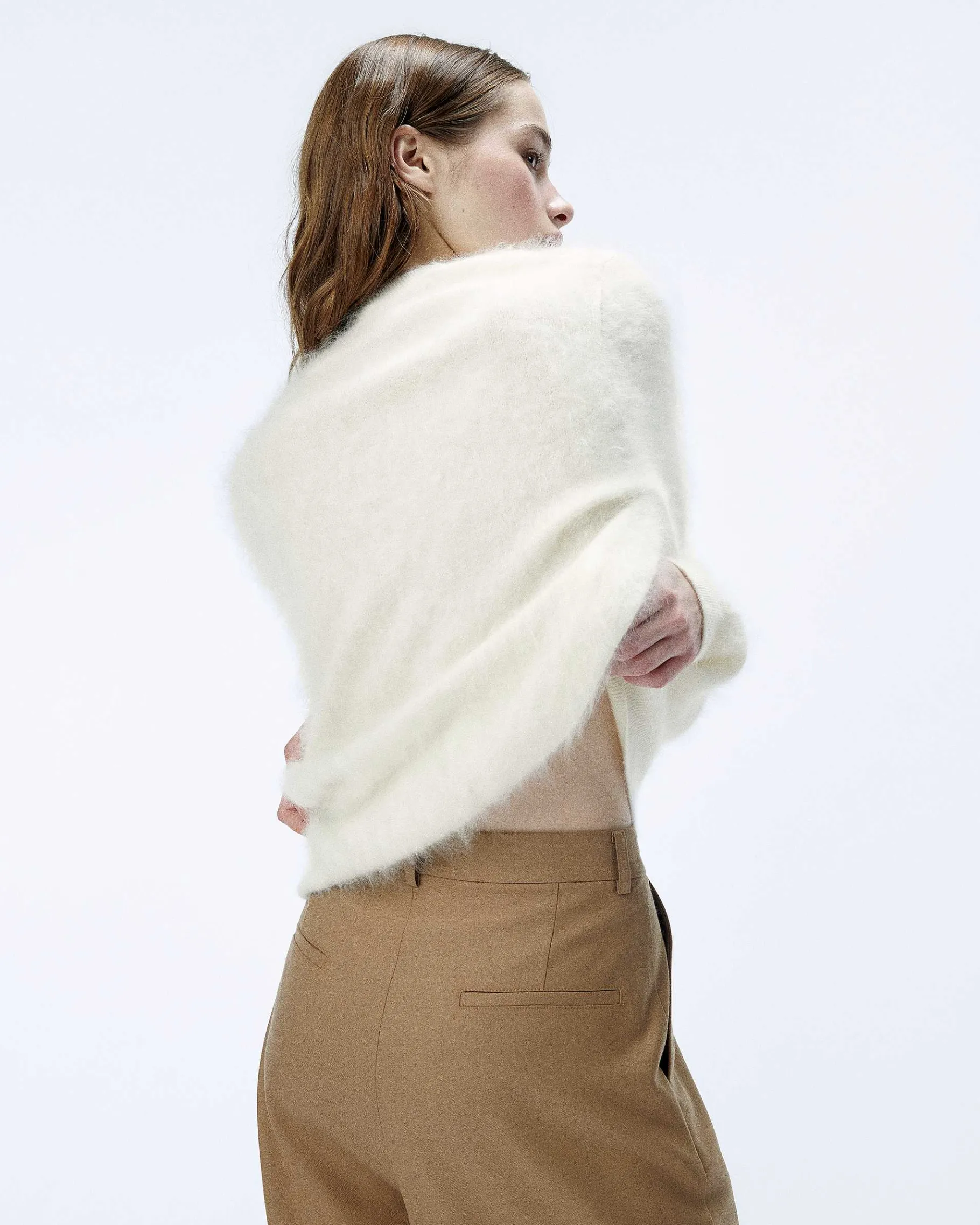 Outlet FROM FUTURE Pull Col Rond En Cachemire Brosse Ecru