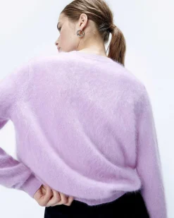 New FROM FUTURE Pull Col Rond En Cachemire Brosse Holiday Lilac