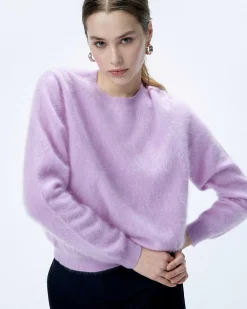 New FROM FUTURE Pull Col Rond En Cachemire Brosse Holiday Lilac