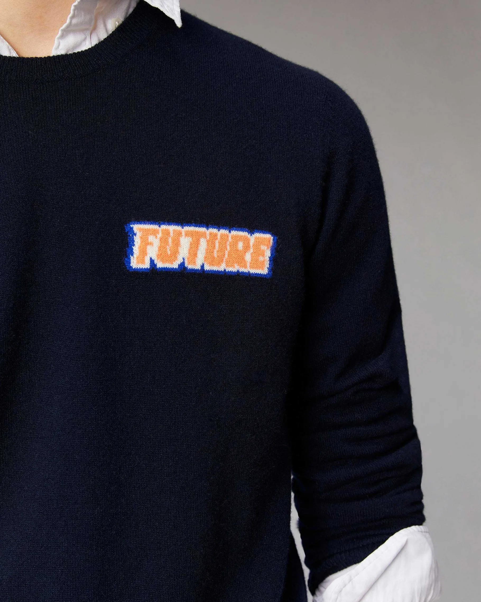 Online FROM FUTURE Pull Col Rond Future Gris Chine Clair