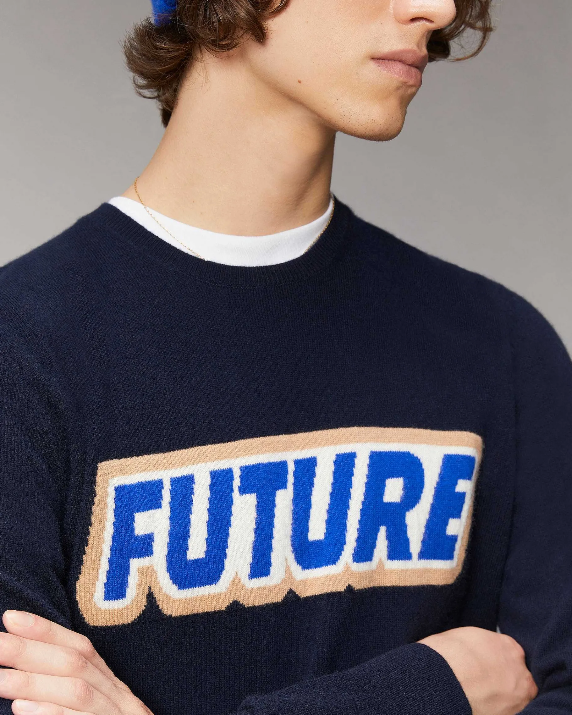 Hot FROM FUTURE Pull Col Rond Future Navy