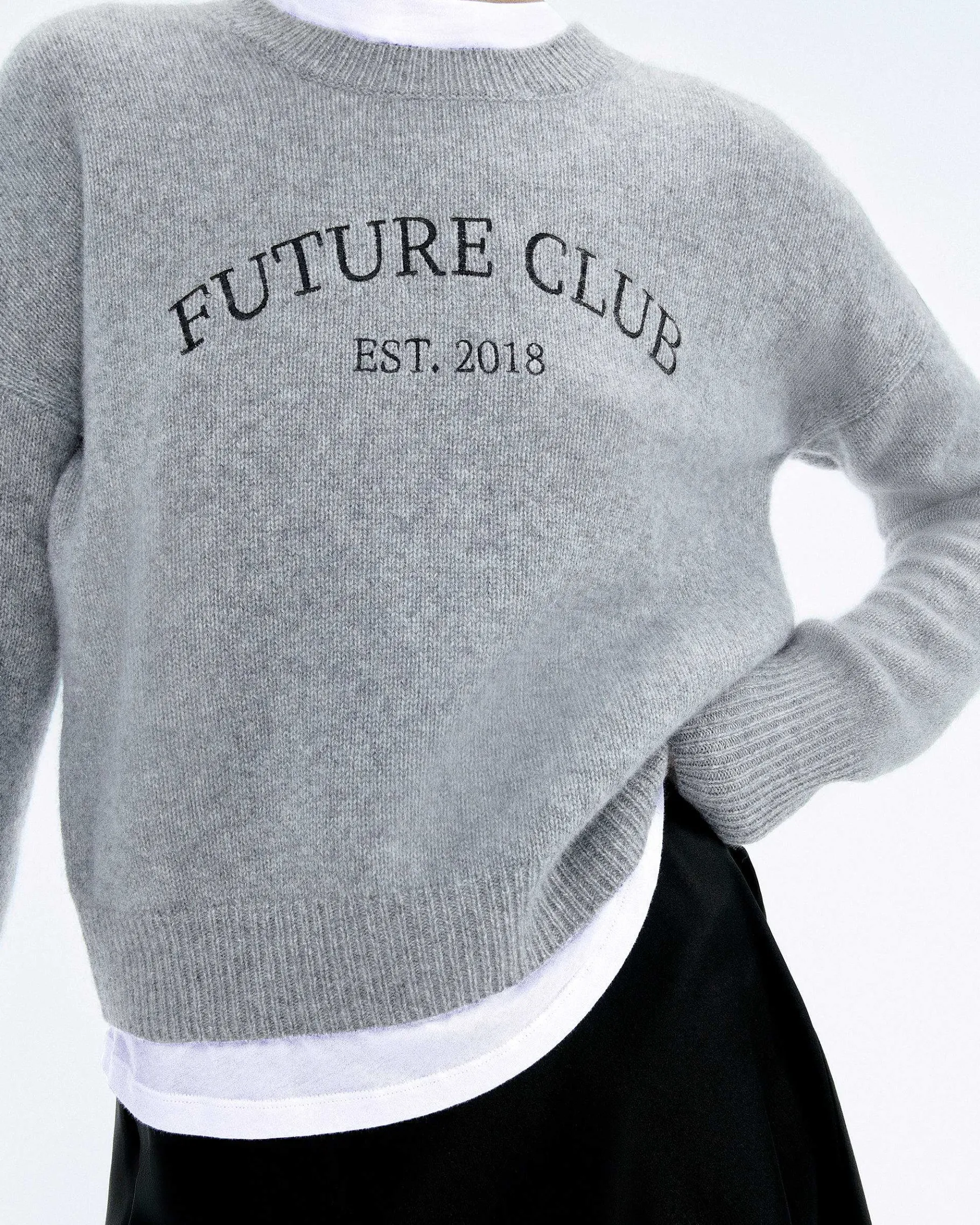Best FROM FUTURE Pull Col Rond Future Gris Chine Fonce