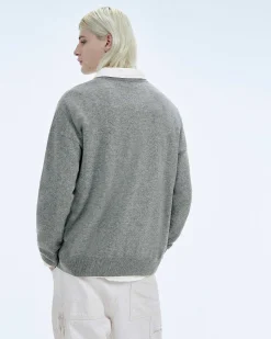 Clearance FROM FUTURE Pull Col Rond Future Club Gris Chine Fonce