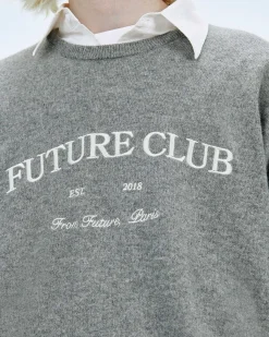 Clearance FROM FUTURE Pull Col Rond Future Club Gris Chine Fonce