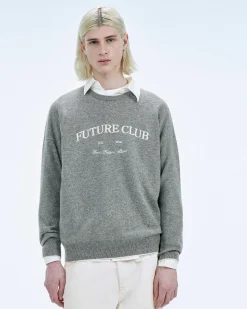 Clearance FROM FUTURE Pull Col Rond Future Club Gris Chine Fonce