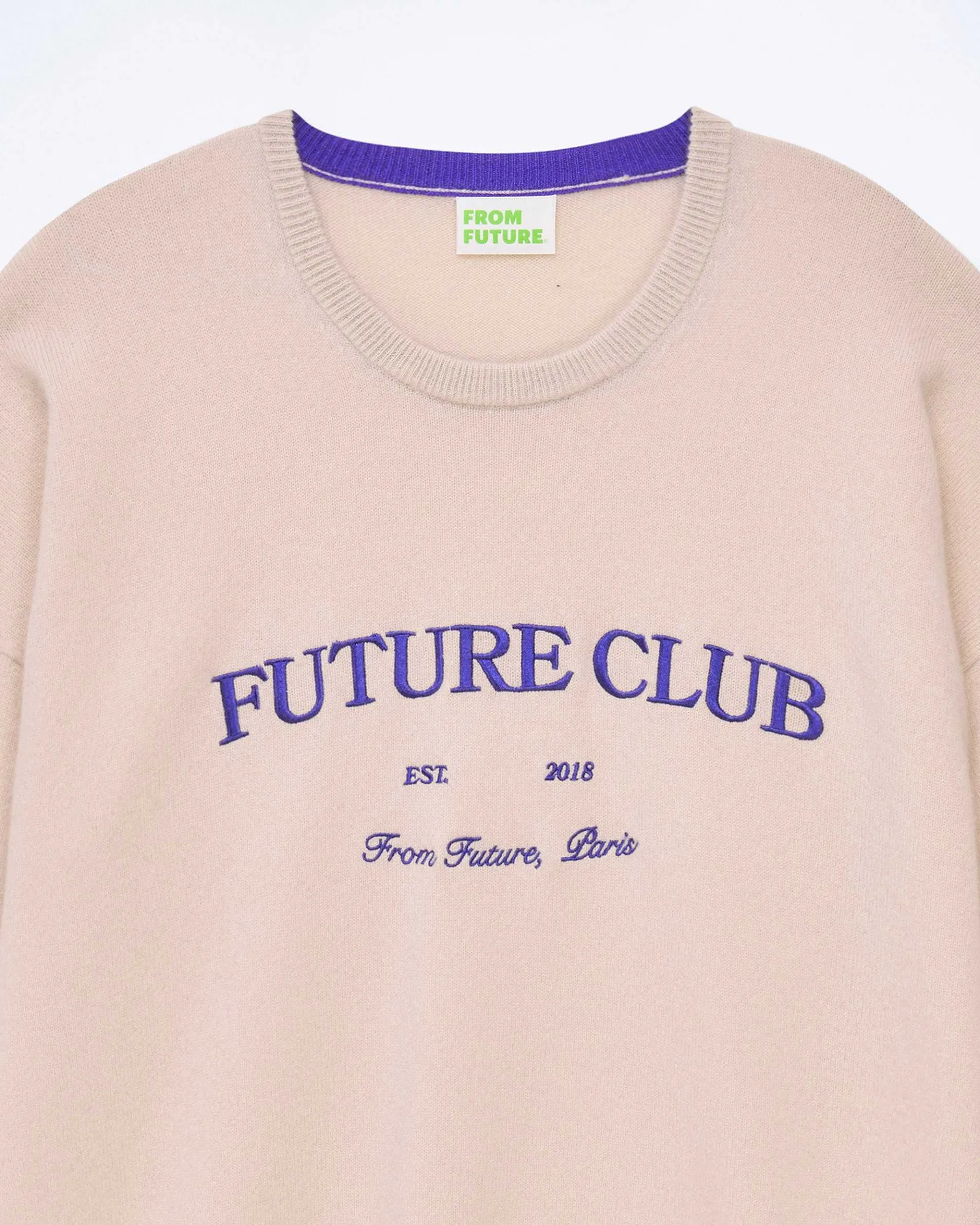 New FROM FUTURE Pull Col Rond Future Club Light Beige