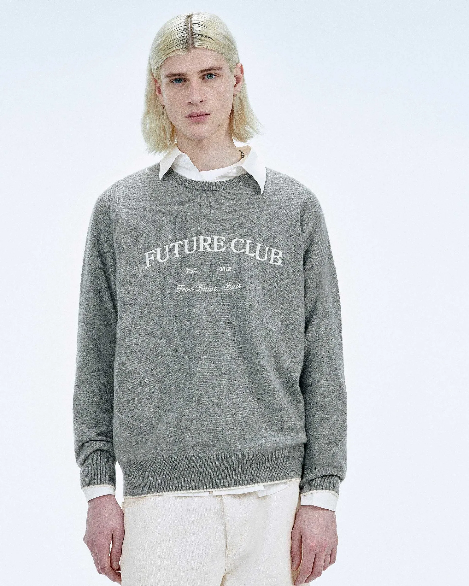 New FROM FUTURE Pull Col Rond Future Club Light Beige