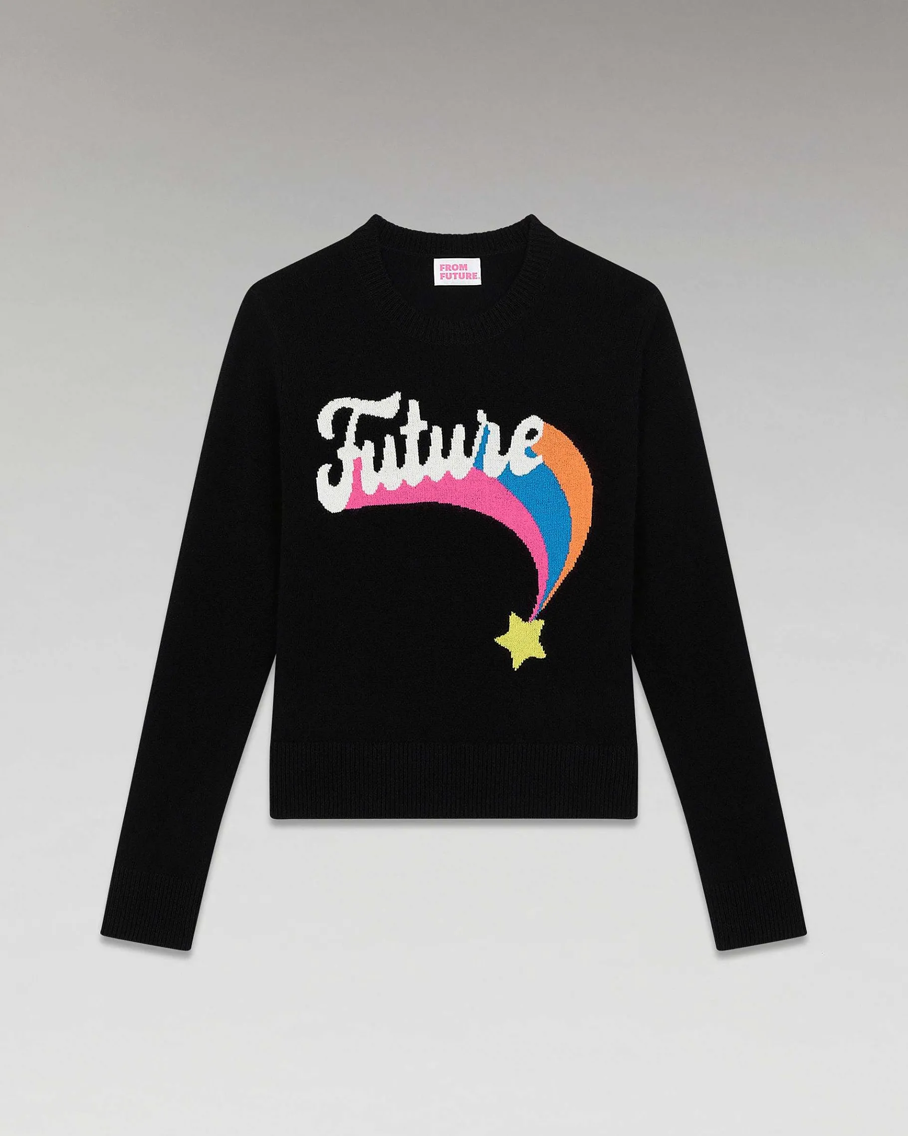 Discount FROM FUTURE Pull Col Rond Future Etoile Filante Leger Noir