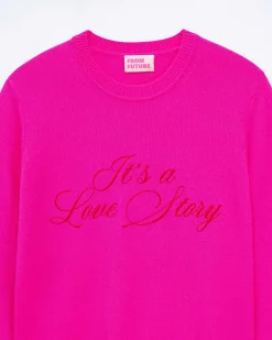 Best FROM FUTURE Pull Col Rond It'S A Love Story Flash Pink
