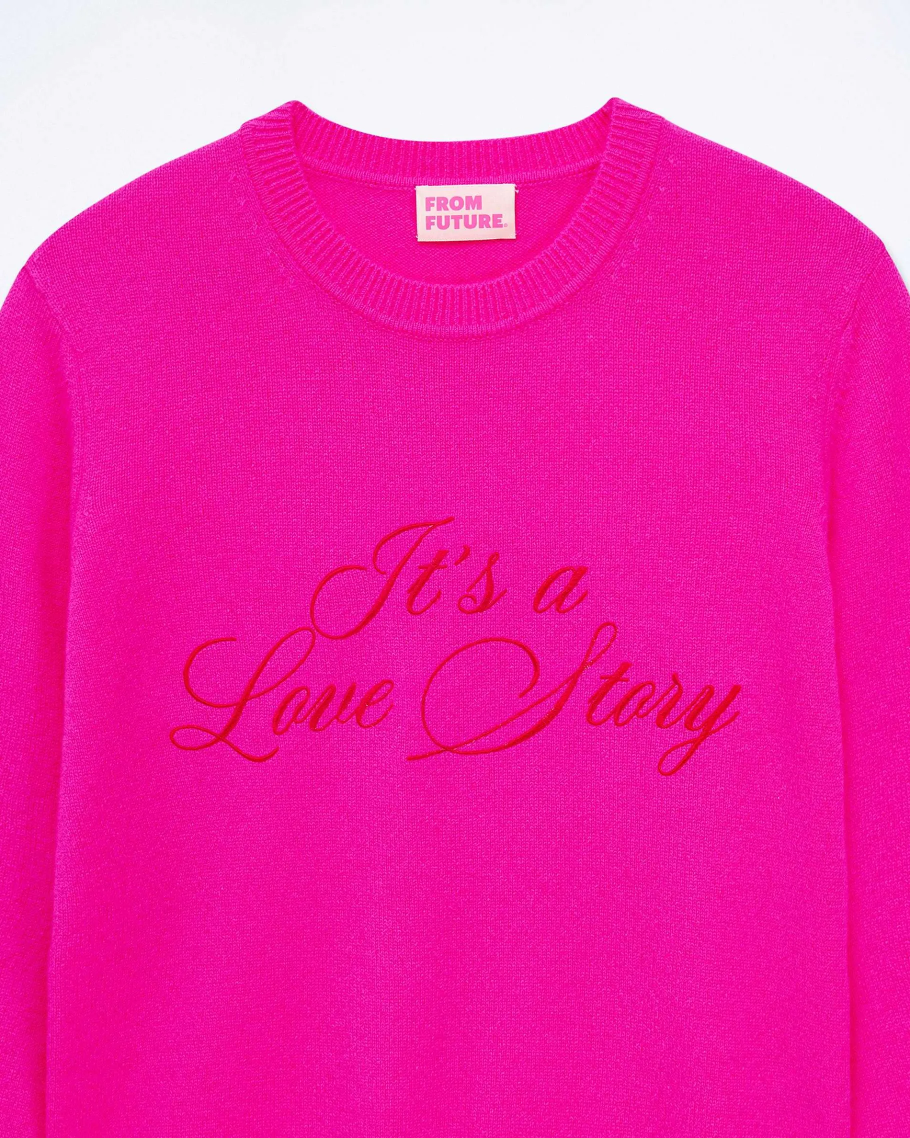 Best FROM FUTURE Pull Col Rond It'S A Love Story Flash Pink