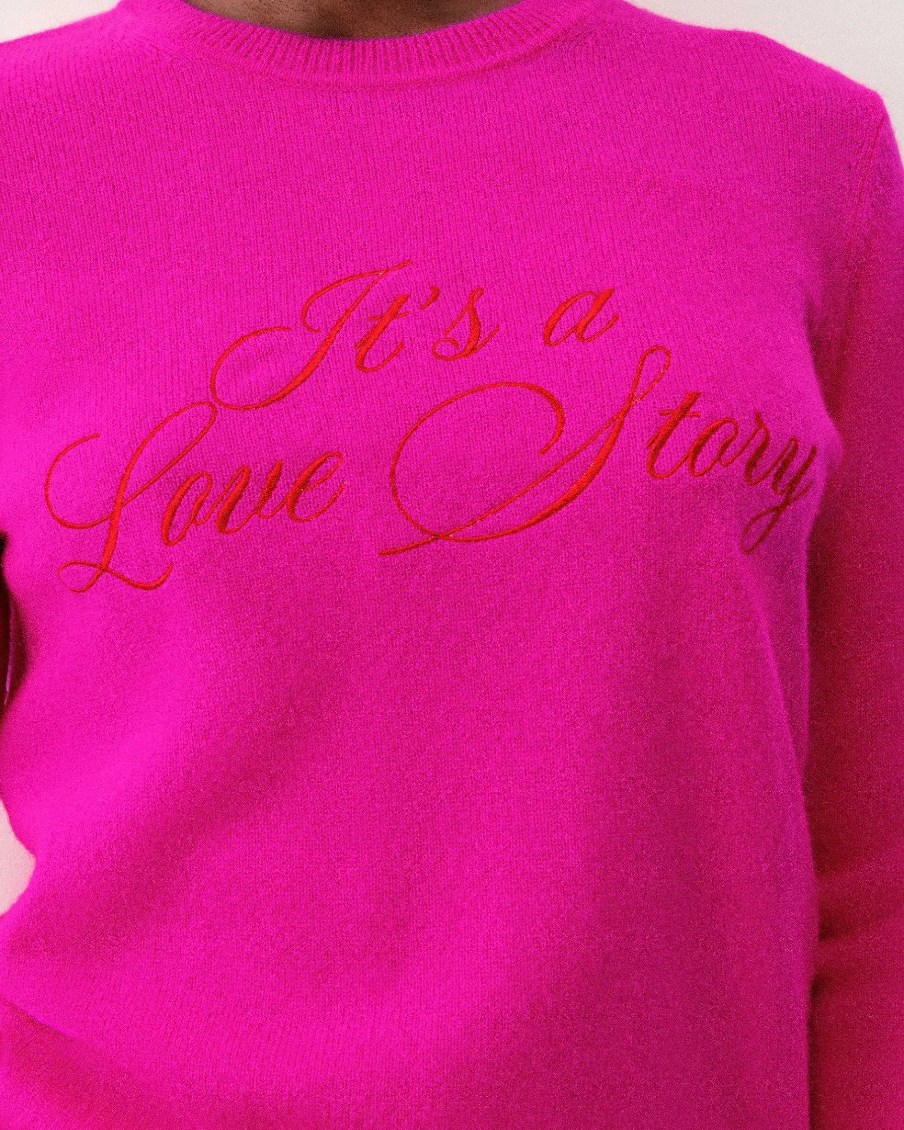 Best FROM FUTURE Pull Col Rond It'S A Love Story Flash Pink