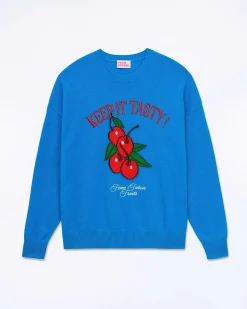 Best FROM FUTURE Pull Col Rond Keep It Tasty Surf Blue