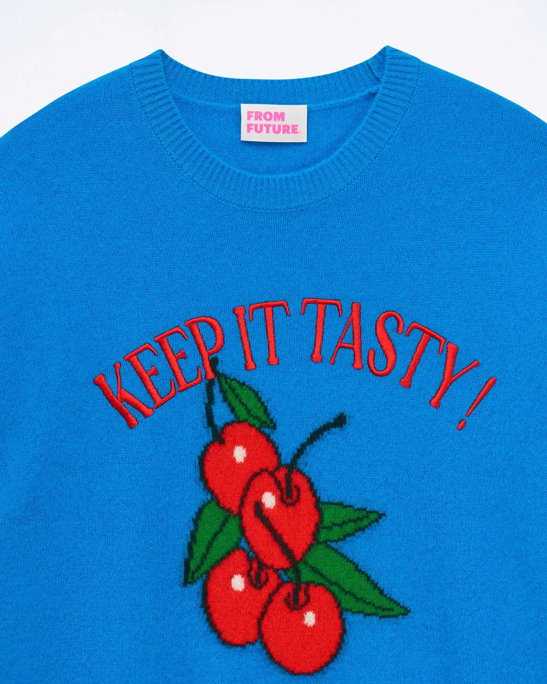 Best FROM FUTURE Pull Col Rond Keep It Tasty Surf Blue