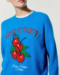 Best FROM FUTURE Pull Col Rond Keep It Tasty Surf Blue