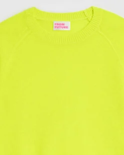 Clearance FROM FUTURE Pull Col Rond Leger Jaune Fluo