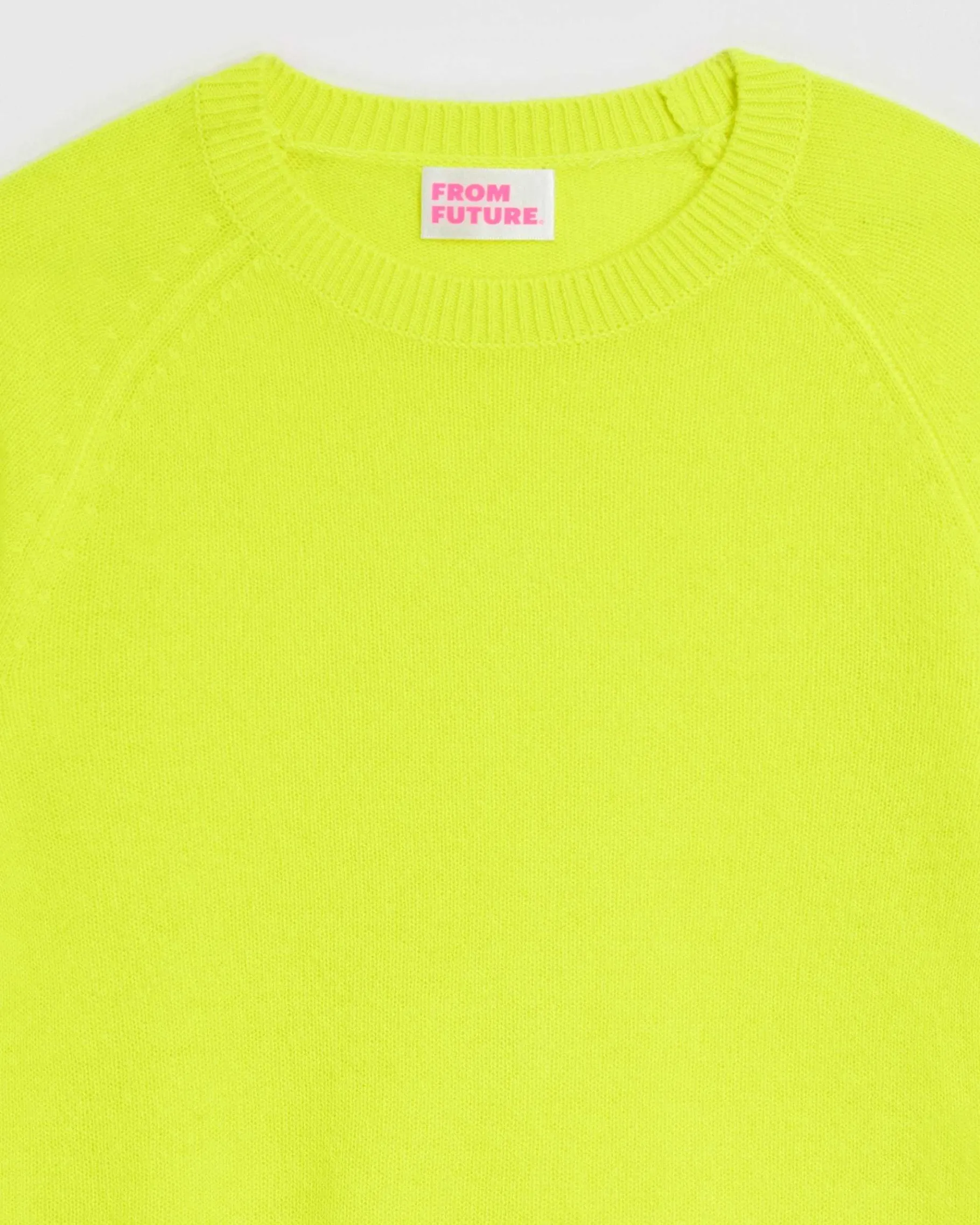Clearance FROM FUTURE Pull Col Rond Leger Jaune Fluo