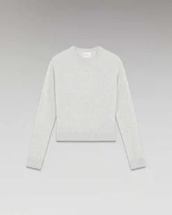 FROM FUTURE Pull Col Rond Leger Gris Chine Clair
