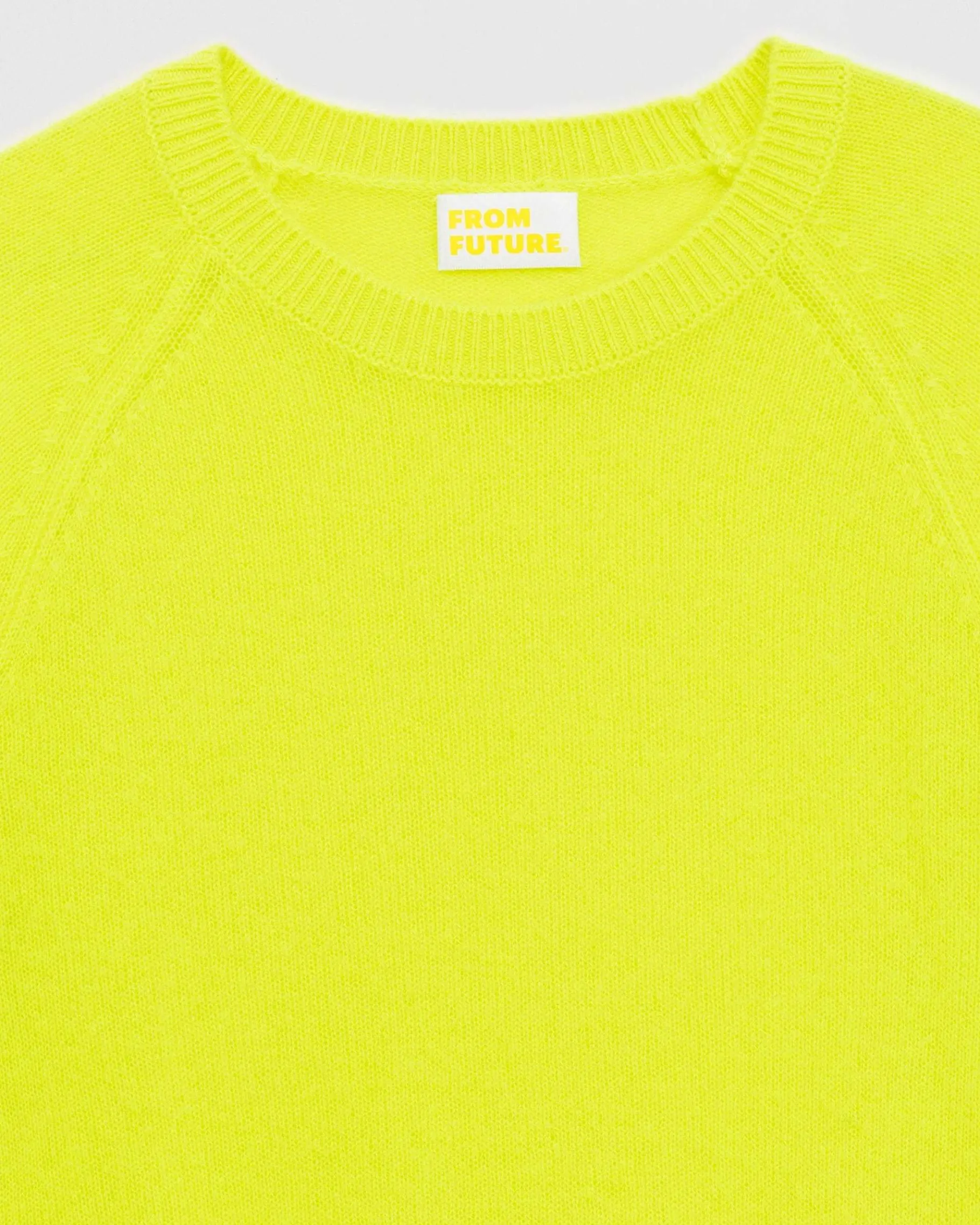FROM FUTURE Pull Col Rond Leger Jaune Fluo