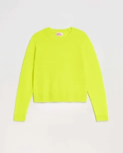 Best FROM FUTURE Pull Col Rond Leger Jaune Fluo