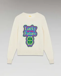 New FROM FUTURE Pull Col Rond Lucky Future Leger Ecru