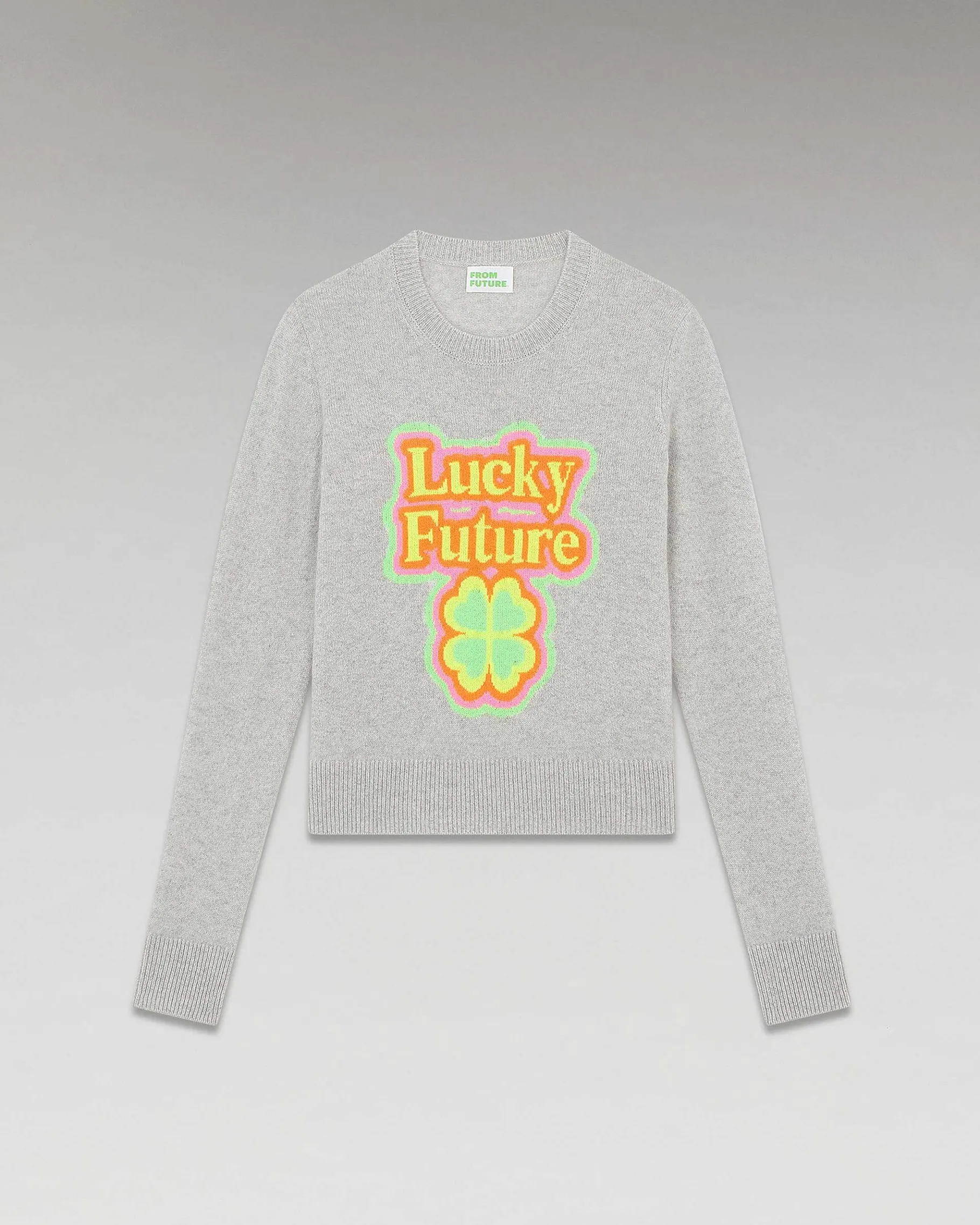 FROM FUTURE Pull Col Rond Lucky Future Leger Gris Chine Clair