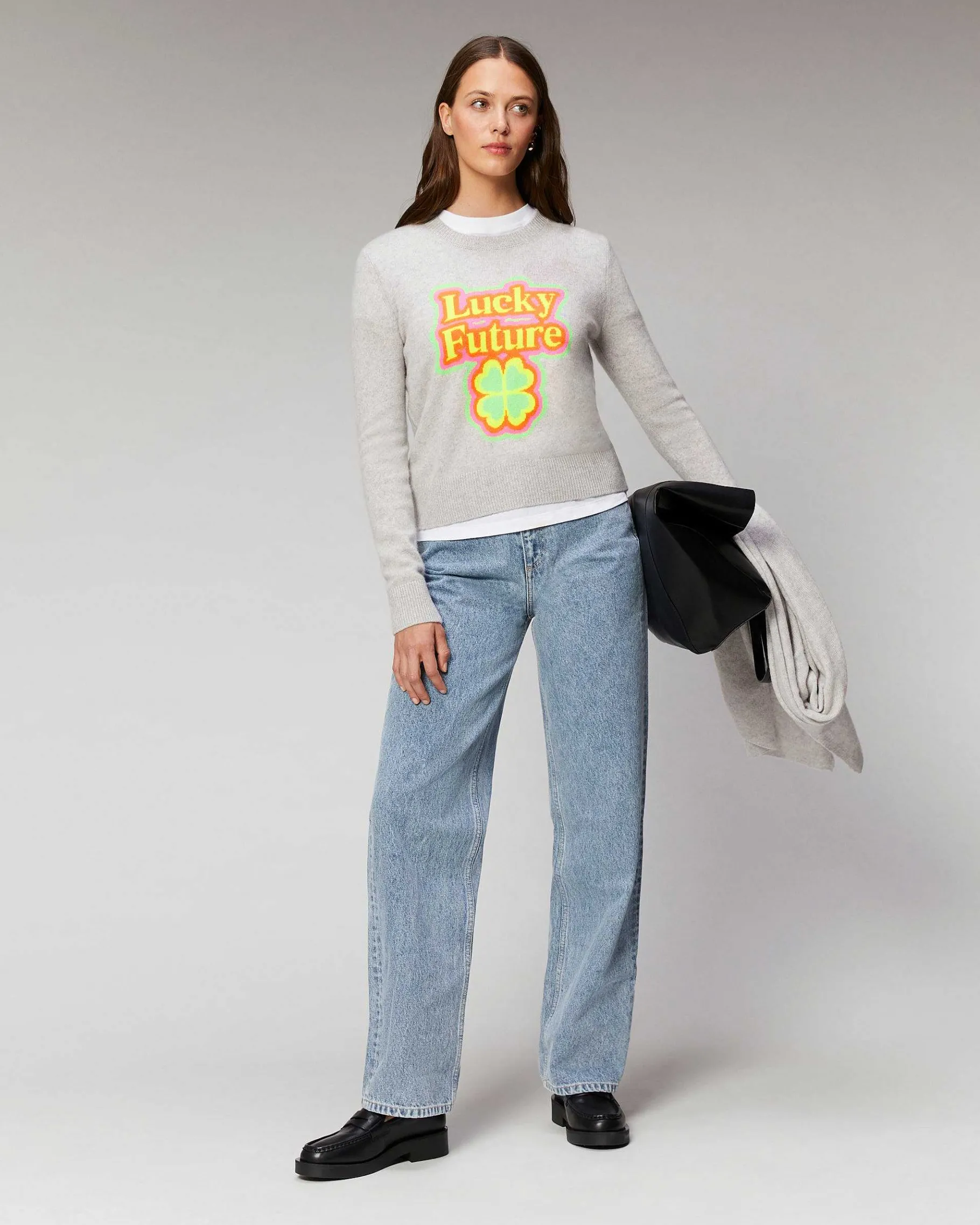 Online FROM FUTURE Pull Col Rond Lucky Future Leger Ecru