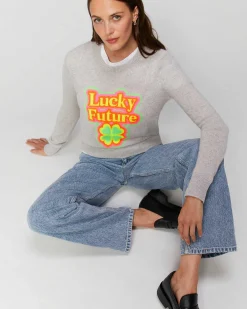 Online FROM FUTURE Pull Col Rond Lucky Future Leger Ecru