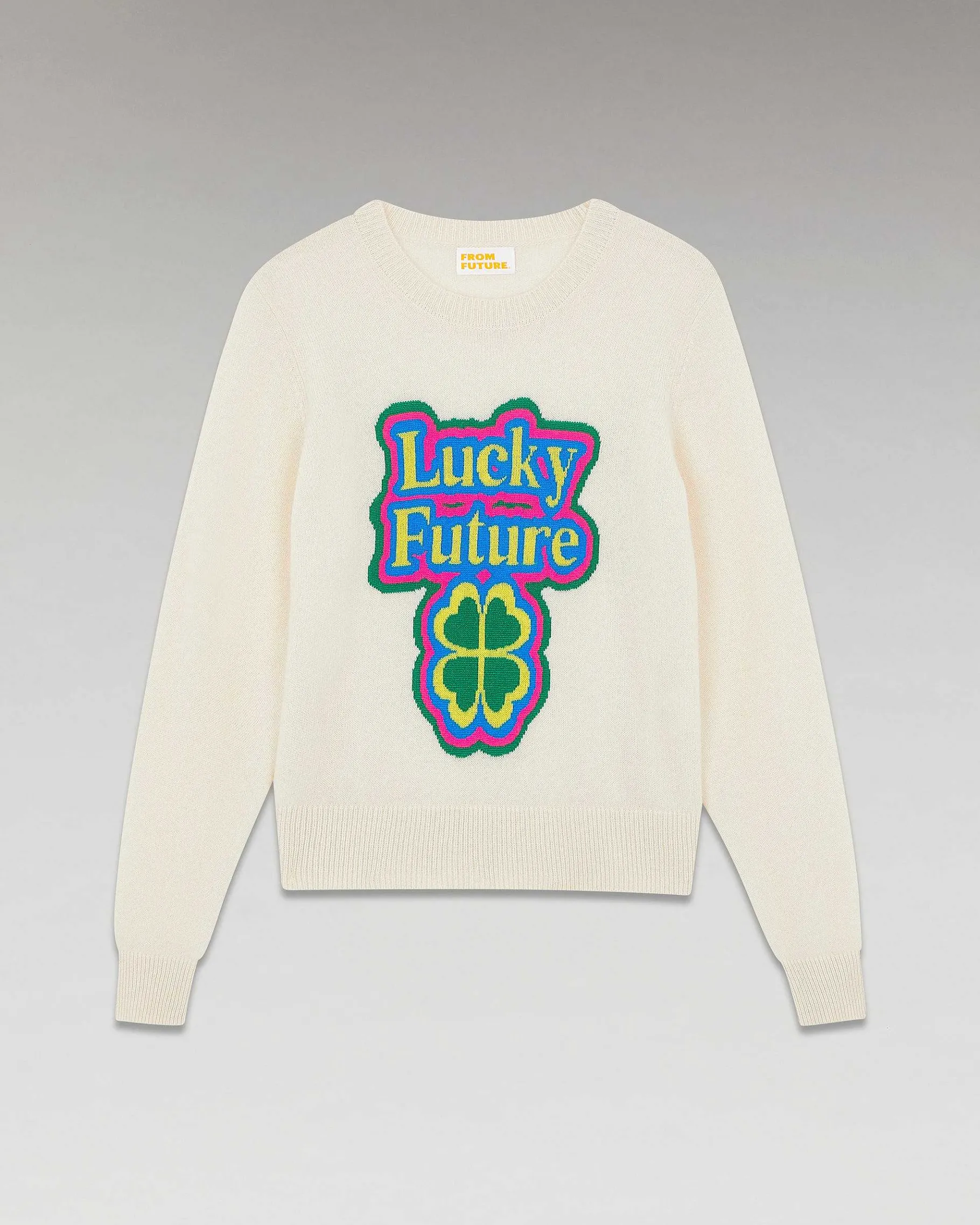 Online FROM FUTURE Pull Col Rond Lucky Future Leger Ecru