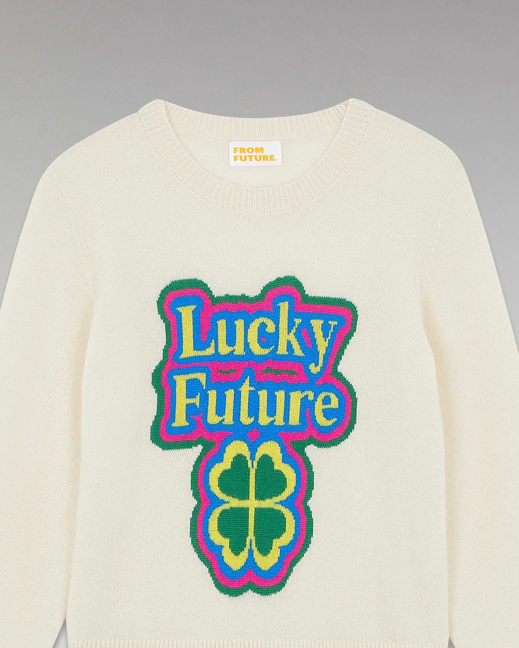 Online FROM FUTURE Pull Col Rond Lucky Future Leger Ecru