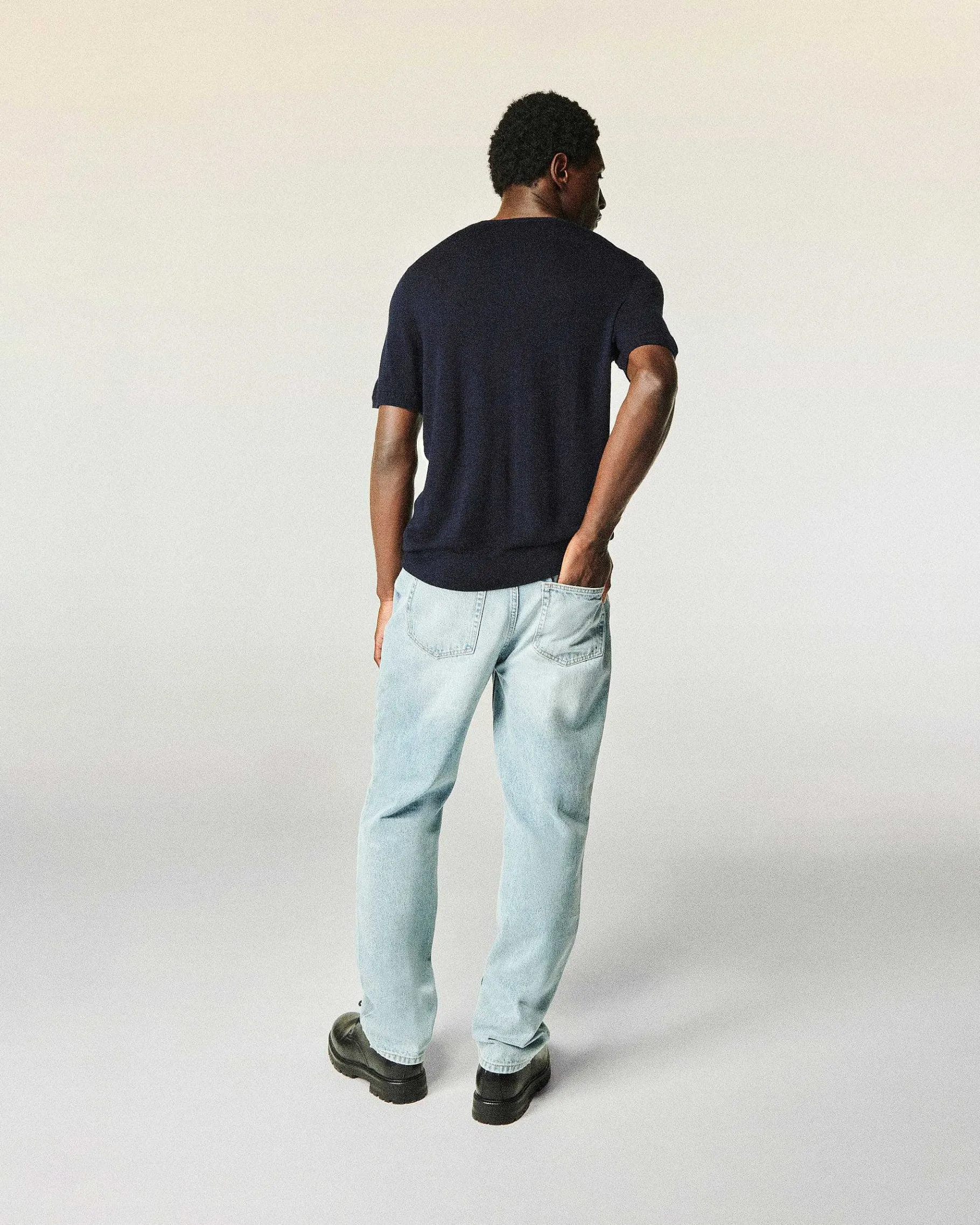 Discount FROM FUTURE Pull Col Rond Manches Courtes Navy