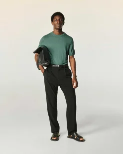 Outlet FROM FUTURE Pull Col Rond Manches Courtes Washed Green