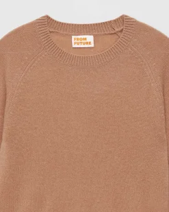 Best FROM FUTURE Pull Col Rond Manches Raglan Light Summer Camel