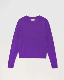 Sale FROM FUTURE Pull Col Rond Manches Raglan Light Violet Fluo