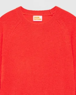 Outlet FROM FUTURE Pull Col Rond Manches Raglan Light Neon Orange