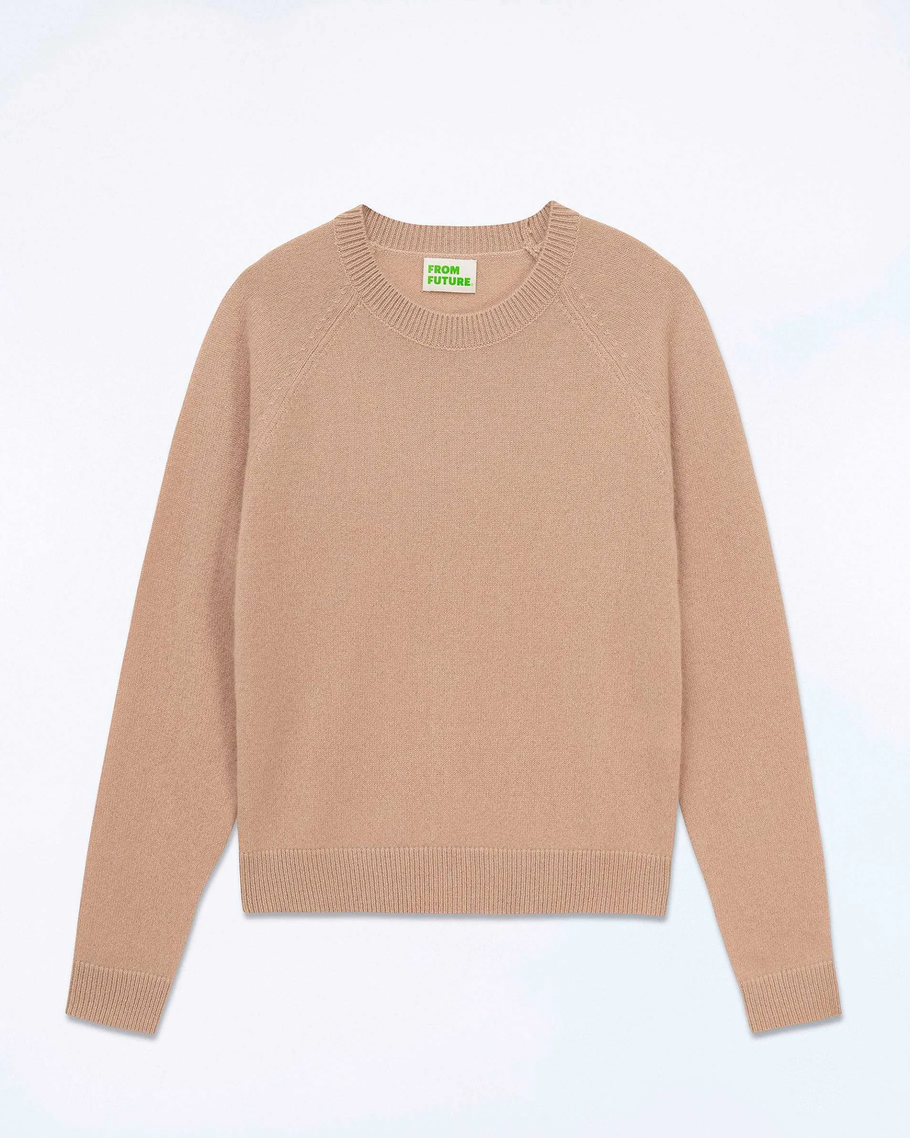 Sale FROM FUTURE Pull Col Rond Manches Raglan Light Tropical Camel