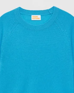 Discount FROM FUTURE Pull Col Rond Manches Raglan Light Water Blue