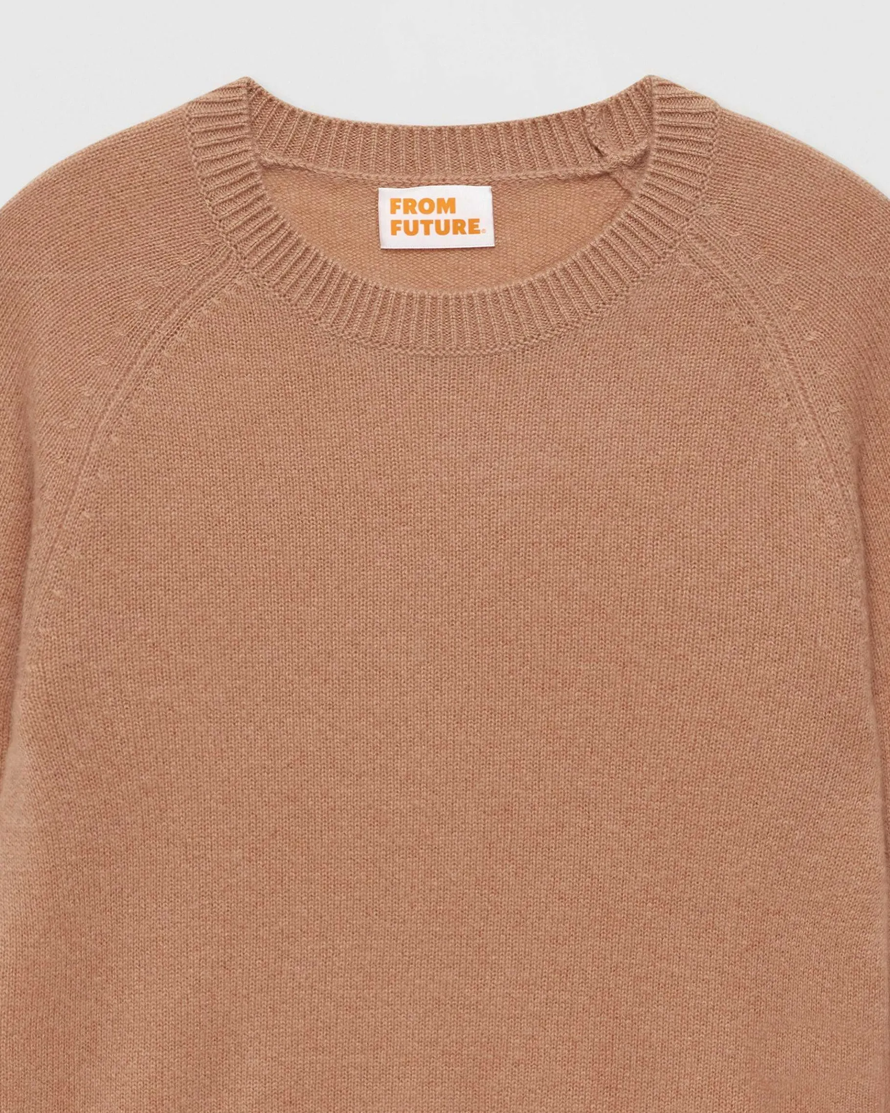 Outlet FROM FUTURE Pull Col Rond Manches Raglan Light Summer Camel