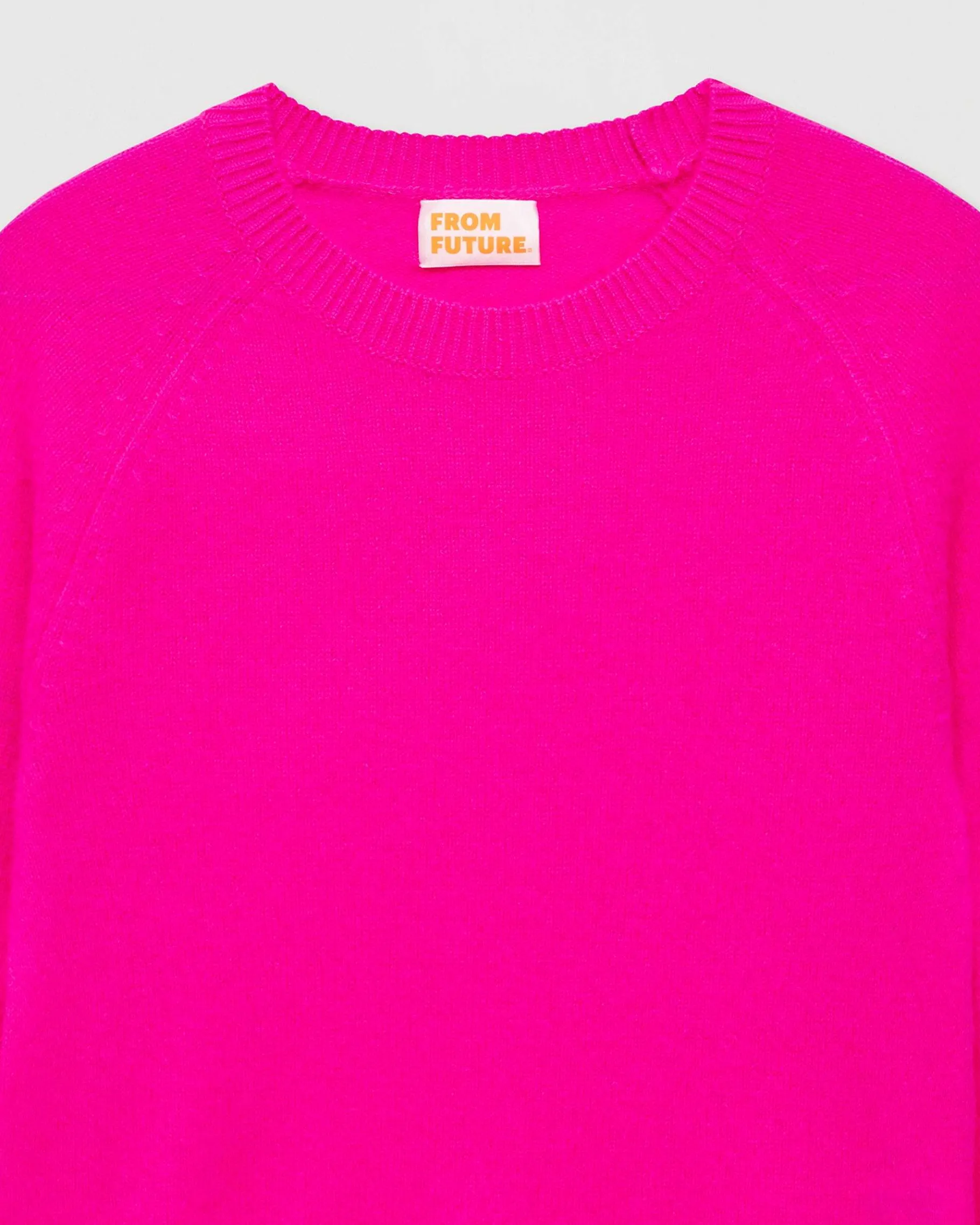 FROM FUTURE Pull Col Rond Manches Raglan Light Flash Pink